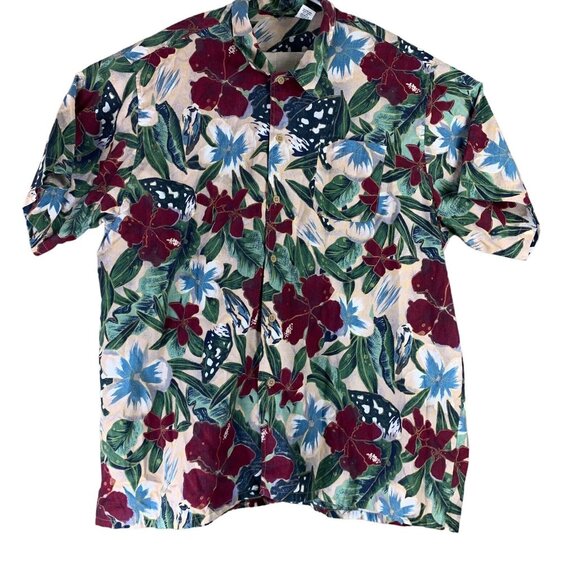 Edwards Size 2XL Hawaiian Button Up Shirt Short Sleeved Top Multicolor Floral - Picture 1 of 4